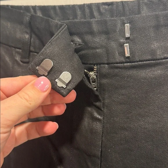 450 -American Eagle high rise ultra wide leg trouser - shiny black - Picture 3 of 11